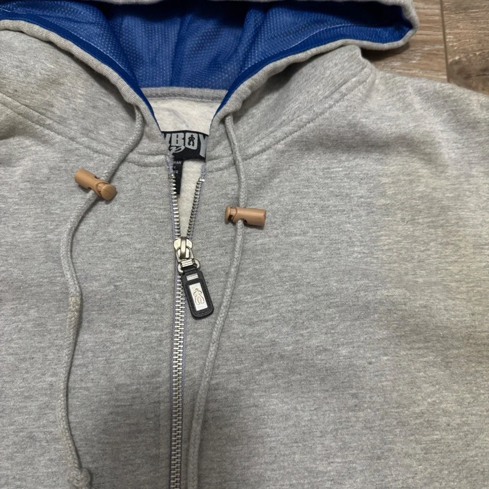 Cowboy Up Mens XL Sleeveless Full Zip Hoodie Gray Flaming Bull Graphic Vest y2k - Picture 3 of 9